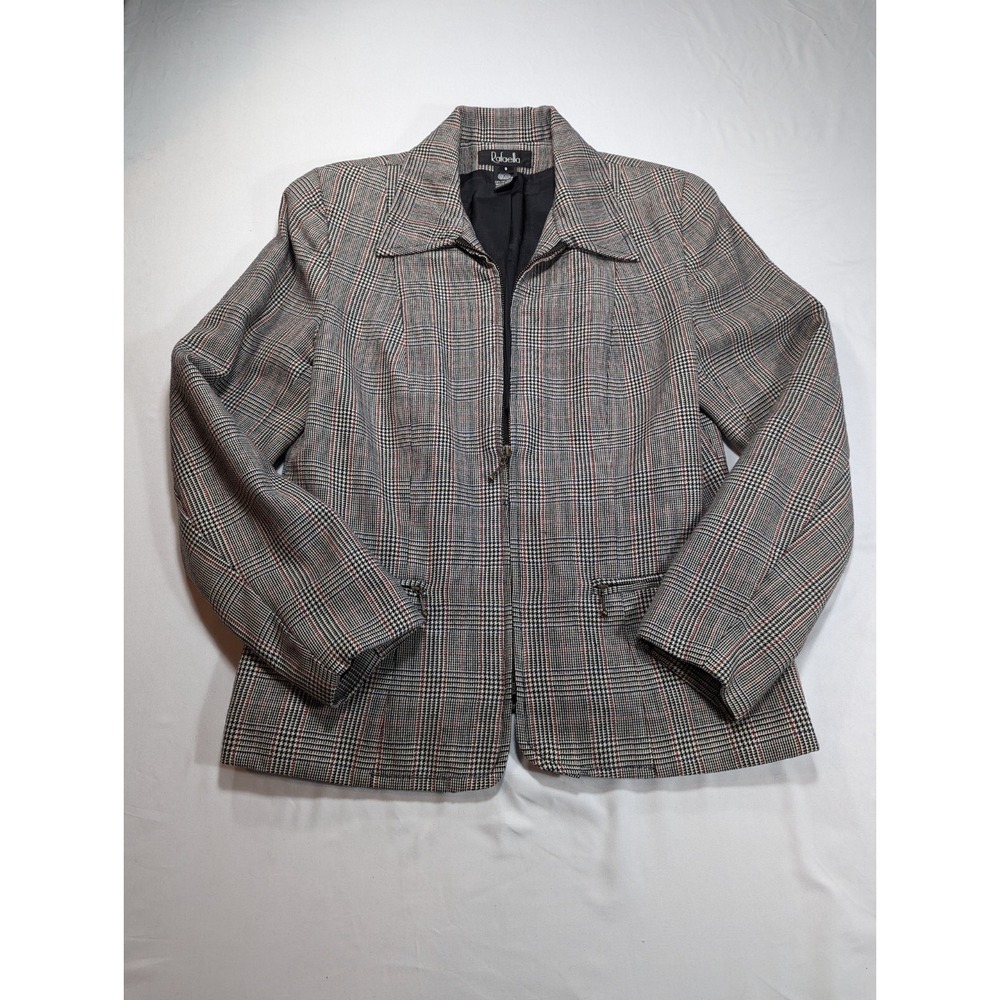 RAFAELLA Zip Up Jacket / Blazer Windowpane Size 8 100% WOOL